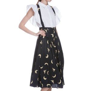Midi skirt with suspenders